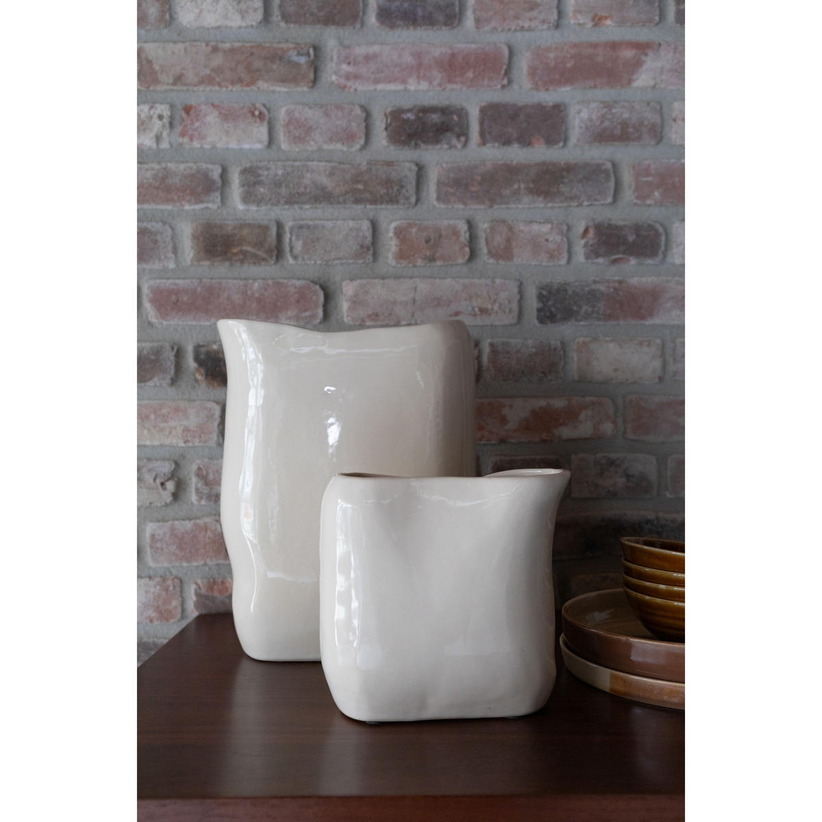 VASE Edna 24 cm Beige - Beige, Keramik (24cm) - Dutchbone