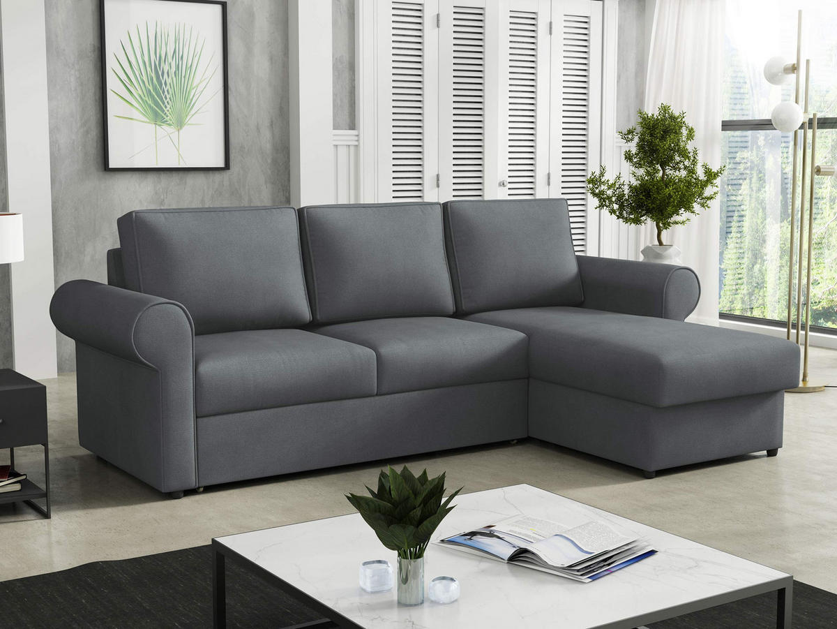 ECKSOFA Monaco - Schwarz/Grau, Holz/Textil (246/155cm) - MIRJAN24