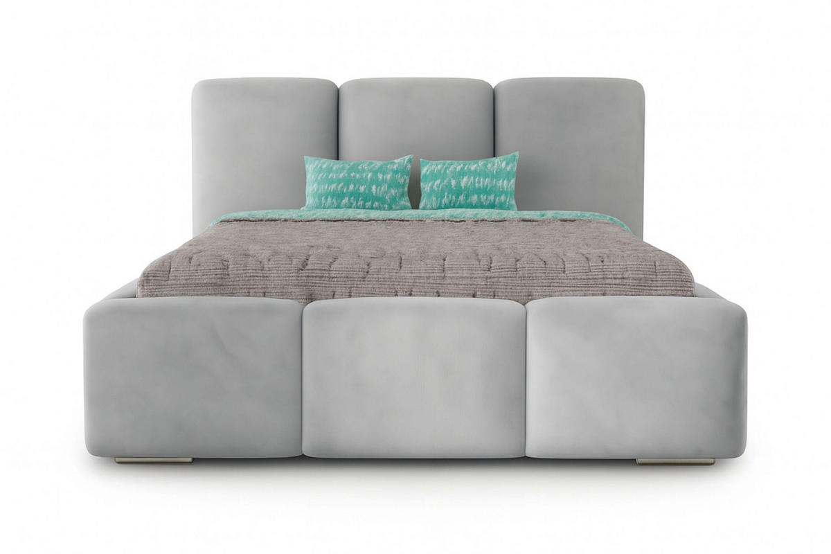 POLSTERBETT ROYAL, 180 x 200 cm mit Bettkasten und Lattenrost aus Metall, Velourstoff, Frabe: Dunkelgrau - Dunkelgrau, Holz/Kunststoff (180/200cm) - Agmat-Furniture
