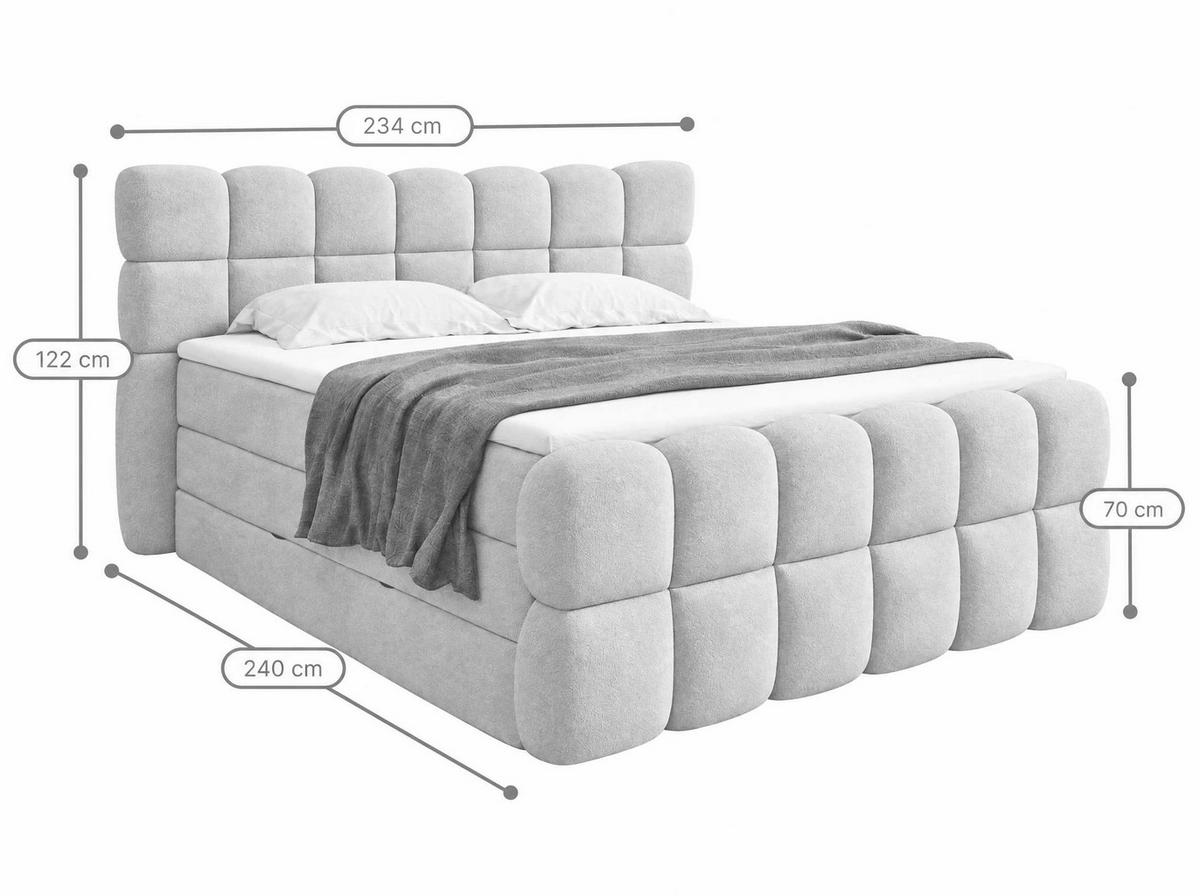 wonello BOXSPRINGBETT Milano Hellbeige 160/200 cm Boucle mit Bettkasten ...