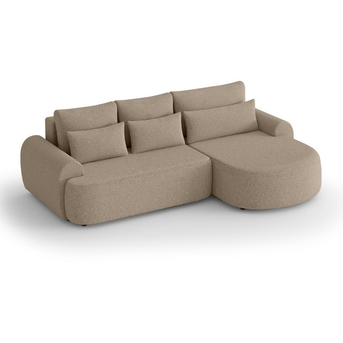 ECKSCHLAFSOFA Olivio L Hellbraun, rechts - Hellbraun/Schwarz, Kunststoff/Textil (266/170cm) - Beautysofa
