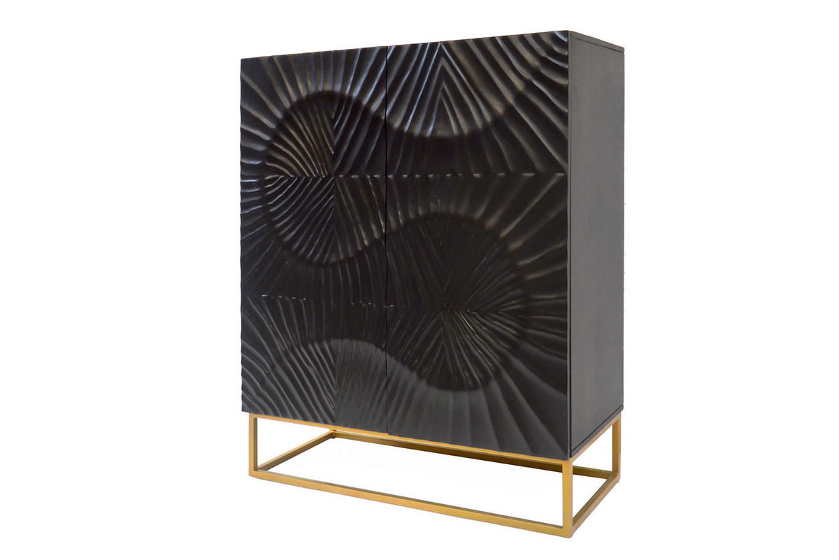 HIGHBOARD SCORPION Mango Schwarz 120 cm - Goldfarben/Schwarz, Holz/Metall (100/120/38cm) - riess-ambiente