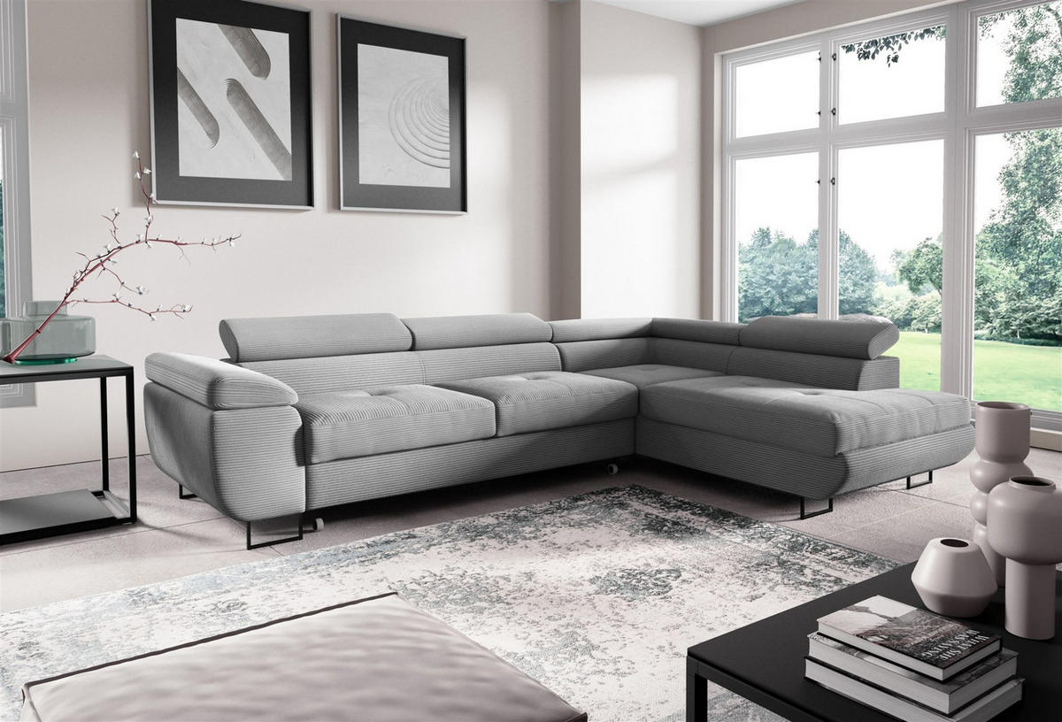 ECKSOFA Declan Mit Schlaffunktion - Hellgrau, Holzwerkstoff/Textil (277/203cm) - Fun Möbel