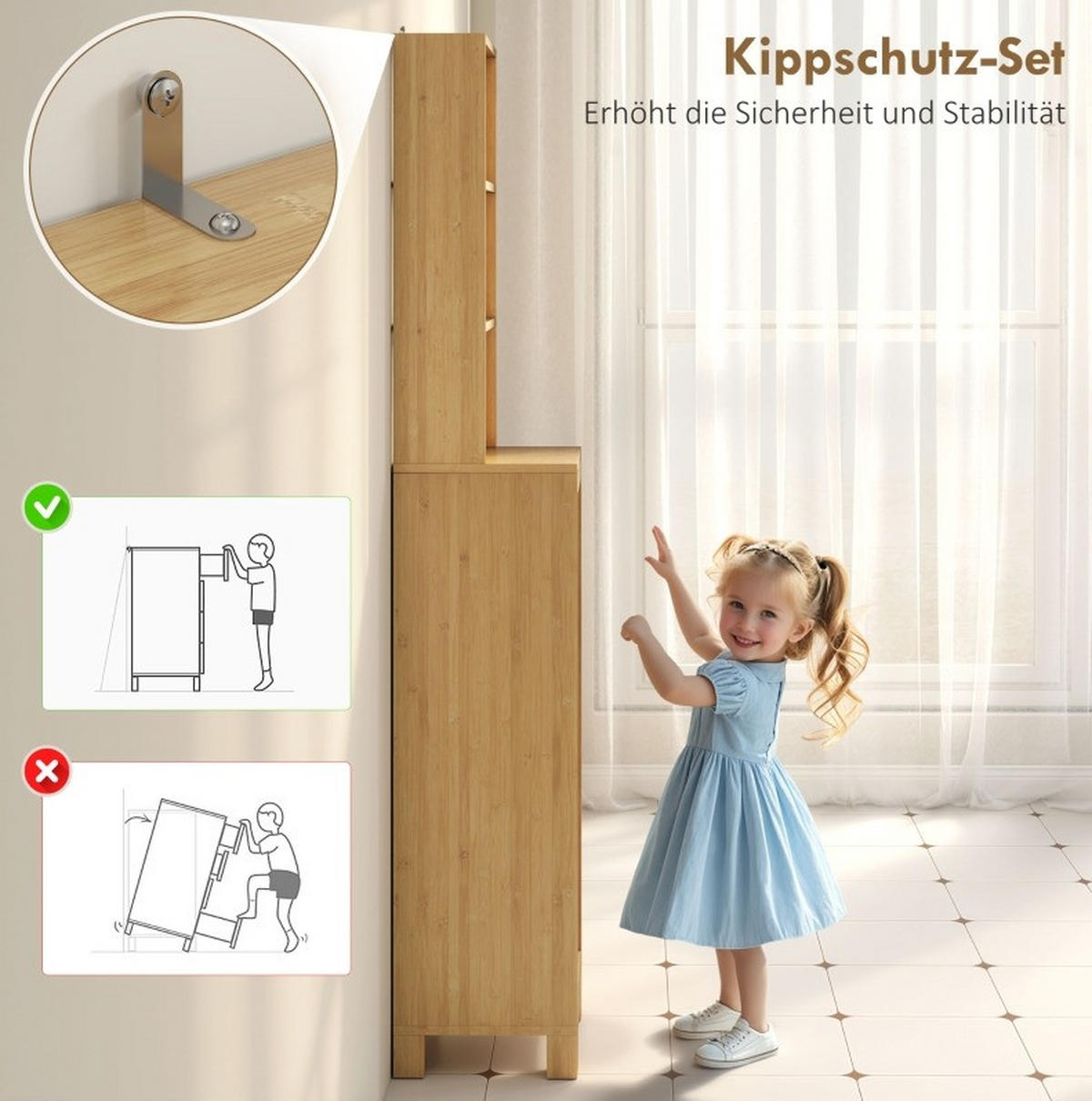 HOCHSCHRANK mit offenen Fächern 34 x 30 x 170 cm Natural Wood - Naturfarben, Holzwerkstoff (30/170/34cm) - Beauniv