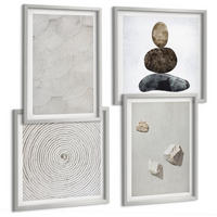 BILDER SET 4er Set - 50x50 cm & 40x60 cm Silberner Rahmen - Sandsteine moderne Farbe - Silberfarben, Kunststoff (50/50cm) - TULUP