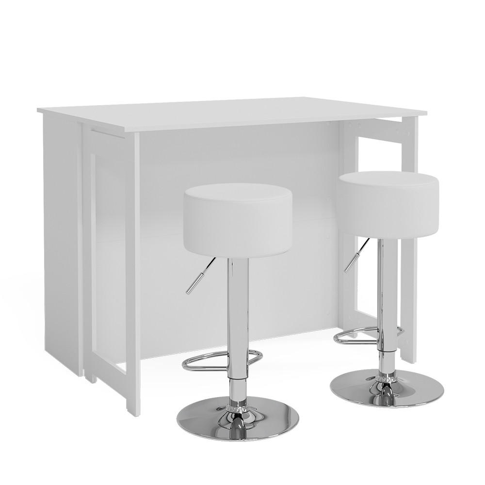 BARTISCH-SET Dominic Weiß 116 x 37 cm mit 2 Barhockern - Weiß, Holzwerkstoff (116/90.5/37cm) - Vicco