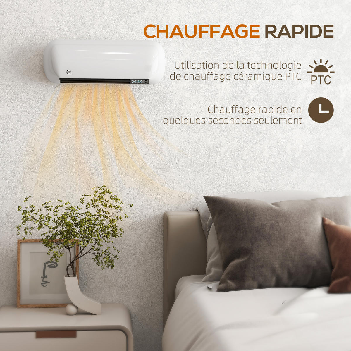 WANDHEIZLÜFTER DE-17061 mit Timer & Thermostat Weiß - Weiß, Kunststoff (19/14/50cm) - ComfortXL