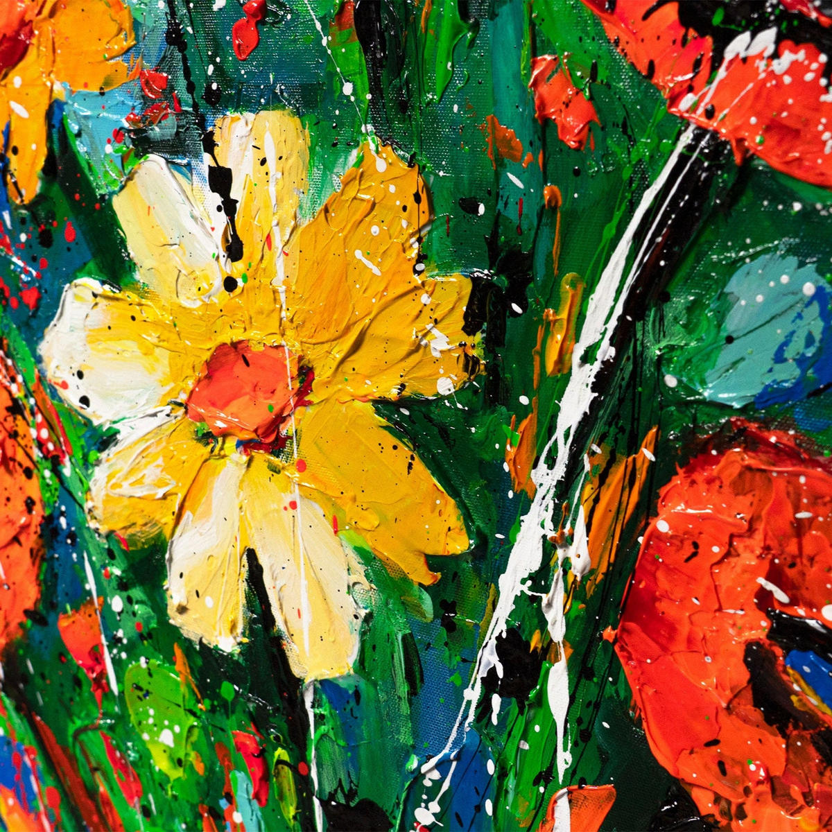 GEMÄLDE Wärme der Blütenblätter Schattenfugenrahmen Weiß 140x100 cm - Weiß, Holz (140/100cm) - YS-art gallery