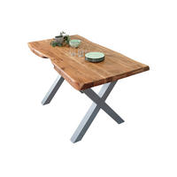 ESSTISCH CALI - Beige/Silberfarben, Holz/Metall (80/140/77cm) - SAM