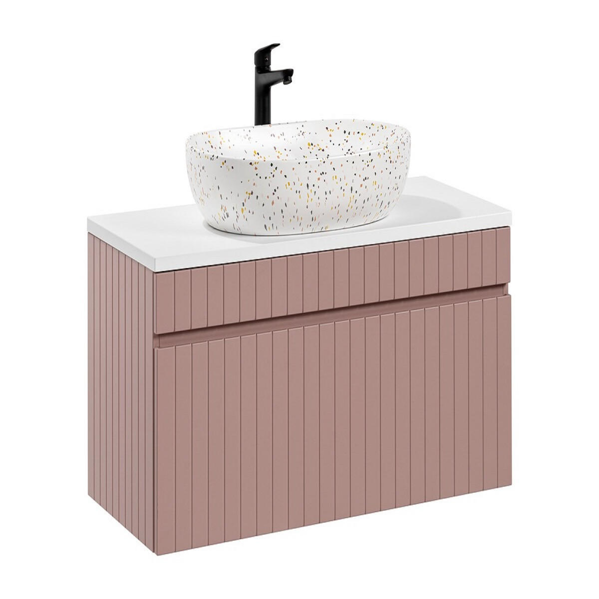 WASCHTISCHKOMBI 100 cm 3 Teile - Iconic Rose I BM234 in Antique Rose/Weiß - Rosa/Weiß, Holz (100/46/46cm)