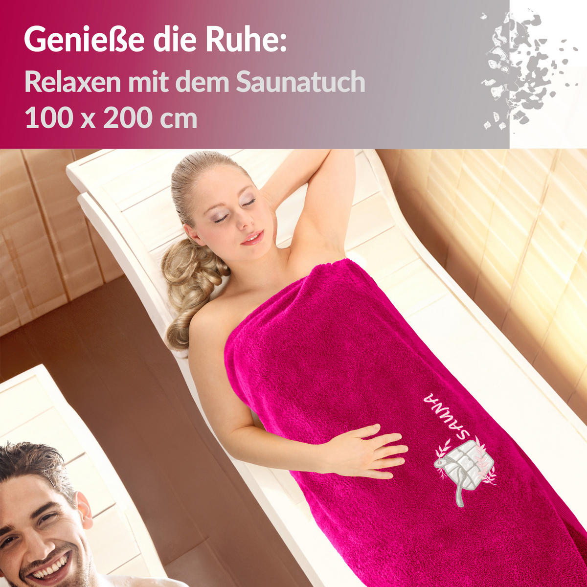 SAUNATUCH Lillby Purpur 100x200 cm - Pink, Textil (100/200cm) - Lashuma