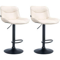 BARHOCKER 2er Set Lederlook creme - Creme/Schwarz, Textil/Metall (49/85/51cm) - CLP