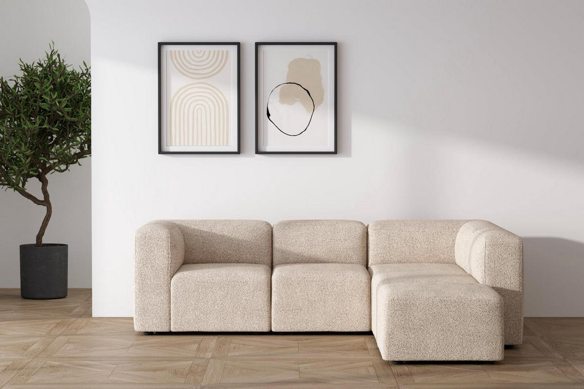 CHAISELONGSOFA Cubic Stoff Beige - Beige, Textil (257/257cm) - ebuy24