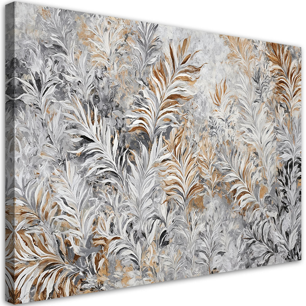 WANDBILD abstrakte blätter grau gold - Silberfarben, Textil (60/40cm) - Feeby