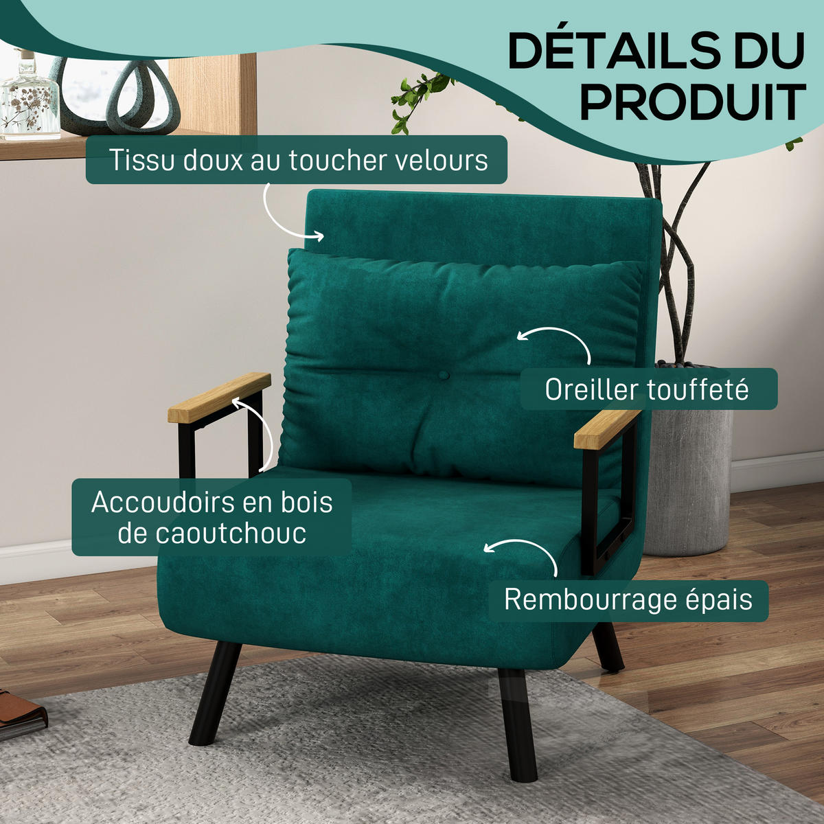 SCHLAFSESSEL DE-14647 5-fach verstellbar & Gästebettfunktion Grün - Grün, Textil (63/81/73cm) - ComfortXL