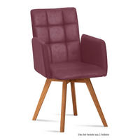ARMLEHNSTUHL (2er-Set) Dione 52x91x60 Eiche geölt/Marsala - Eichefarben/Brombeere, Kunststoff (60/91/52cm) - 58aufmkessel