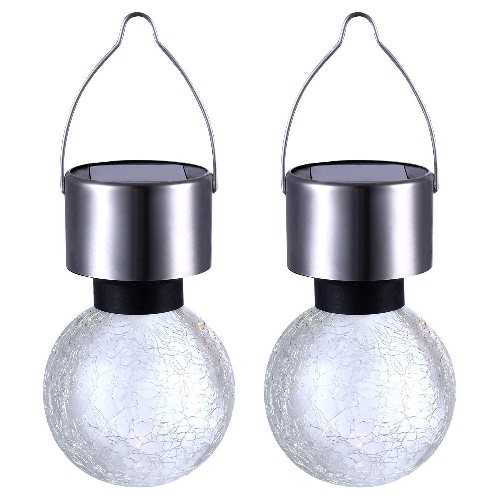 LED AUSSENLEUCHTE Kugel Edelstahl Silber 2er Set - Silberfarben, Kunststoff (6.5/6.5/15.7cm) - Globo Lighting