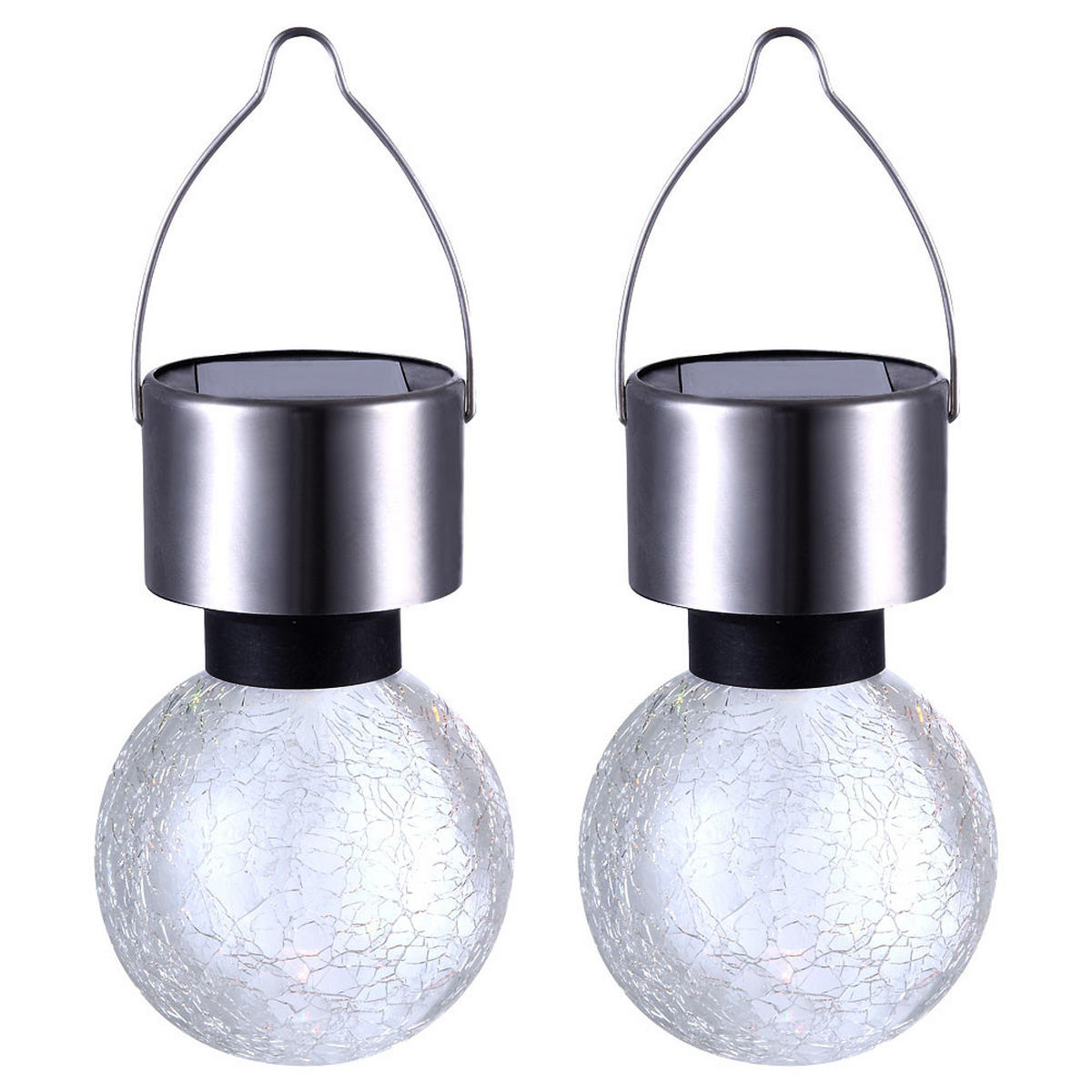 LED AUSSENLEUCHTE Kugel Edelstahl Silber 2er Set - Silberfarben, Kunststoff (6.5/6.5/15.7cm) - Globo Lighting
