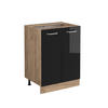KÜCHENUNTERSCHRANK KÜCHENSCHRANK R-Line Schwarz Hochglanz 60 cm ohne AP - Schwarz Hochglanz/Eiche Wotan, Holzwerkstoff (60/81.6/46cm) - Vicco