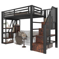 HOCHBETT 90x200cm Schwarz Metall LED-Licht offener Stauraum - Schwarz, Holz (90/200cm) - FLIEKS