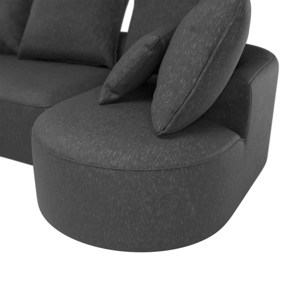 SOFA Tirano Samt Dunkelgrau mit Ottomane rechts - Dunkelgrau, Textil (300/102cm) - Juskys