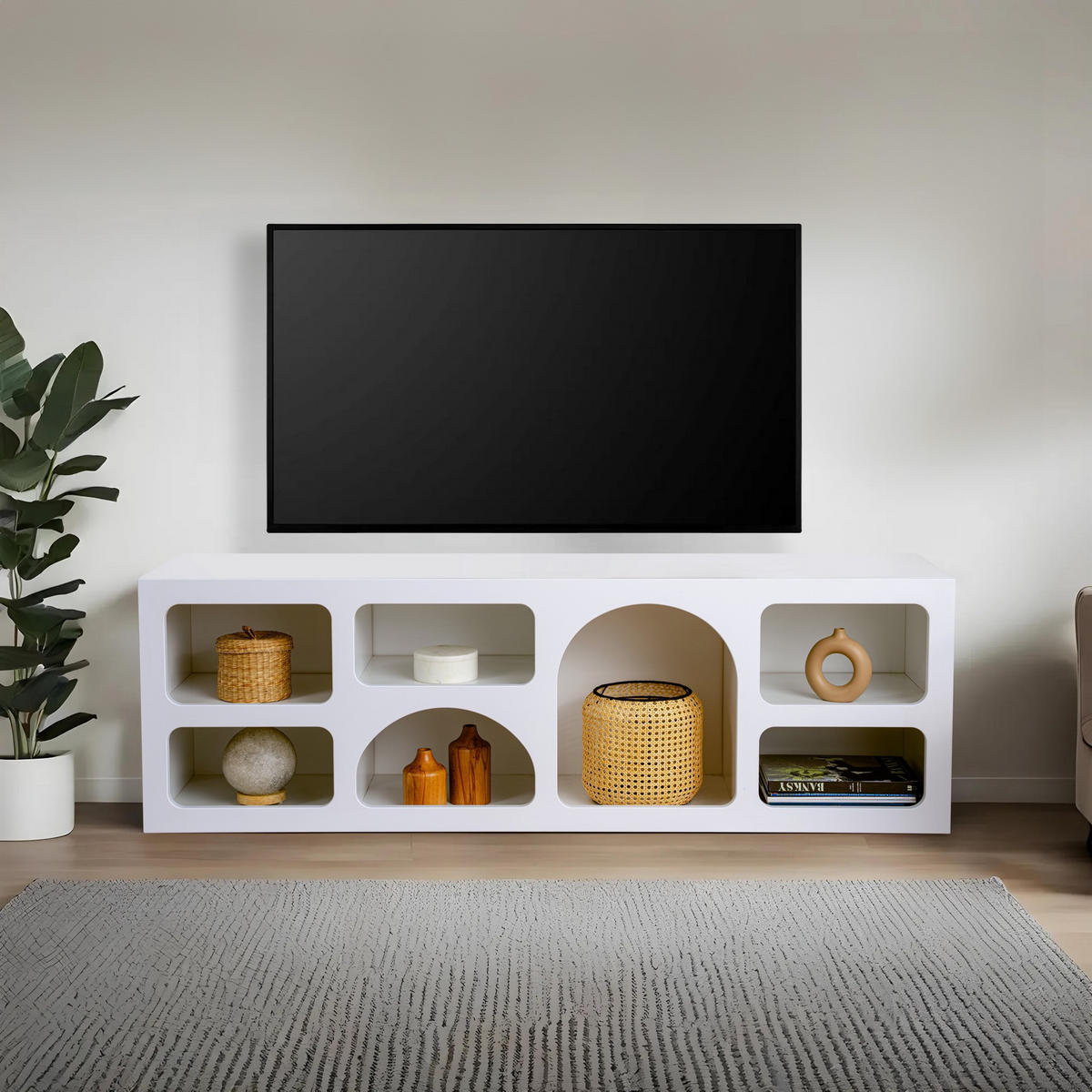 BUFFETSCHRANK ferlis weiss - Weiß, Holz (40/51/160cm) - Habitat Garten