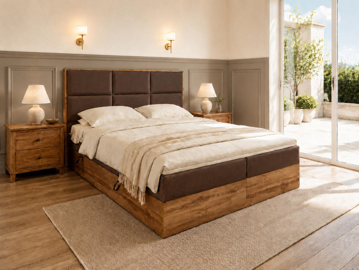 BOXSPRINGBETT Loly 140x200 cm H4 Taschenfederkern Braun - Braun, Textil (140/200cm) - KS Home Concept
