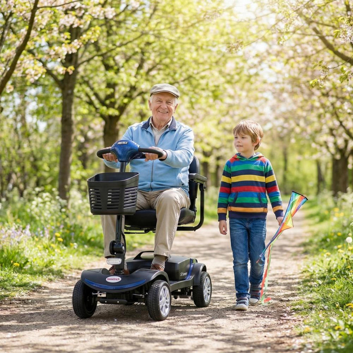 ELEKTROMOBIL faltbar Seniorenmobil,15-25 km,12Ah 4-Rad-Scooter,Blau - Blau, Metall (50/94.5/99cm) - LVHOM