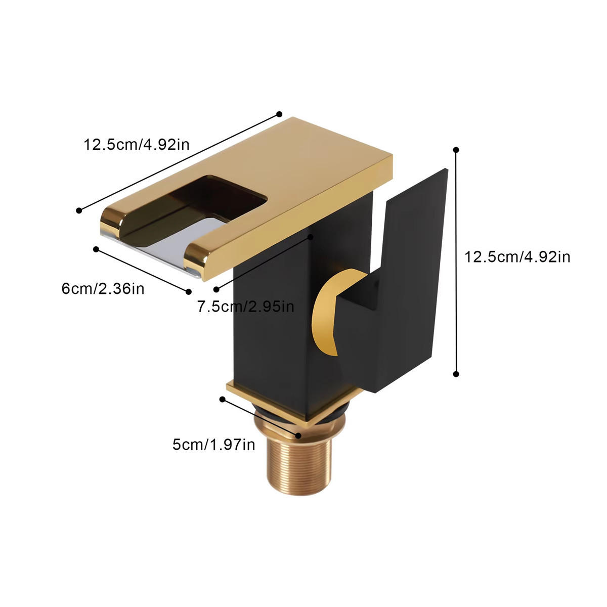 WASCHTISCHARMATUR Wasserfall LED 3 Farben - Goldfarben, Metall (12.5/12.5/5cm) - Kaket