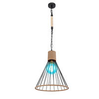 LED HÄNGELEUCHTE Hanfseil Schwarz - Schwarz, Metall (35/35/140cm) - Globo Lighting