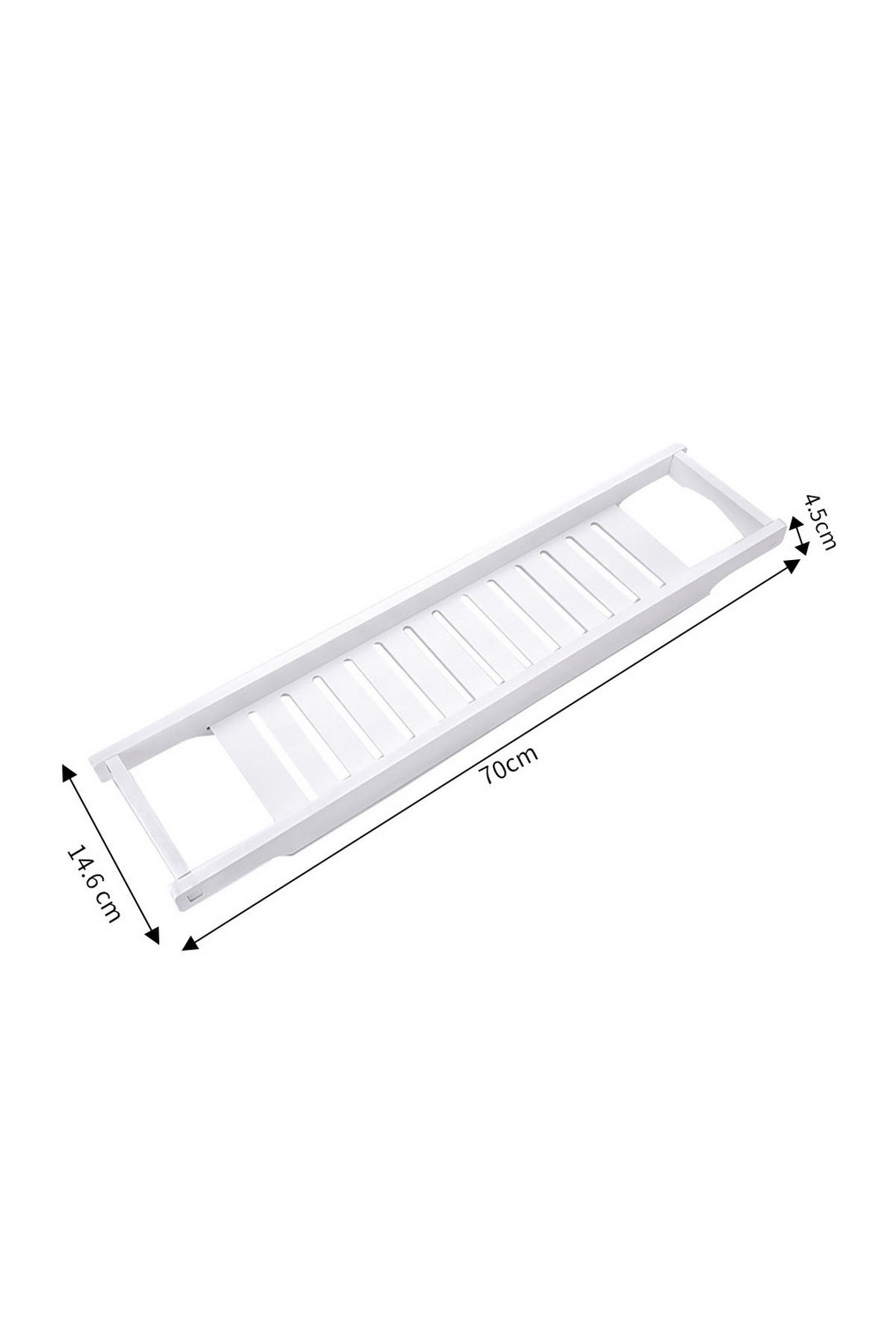 BADEWANNENABLAGE aus Bambus in Weiß Keine Montage erforderlich Ergonomisches Design 70 x 14,6 x 4,5 cm - Weiß, Holz (70/4.6/14.6cm) - Livingandhome
