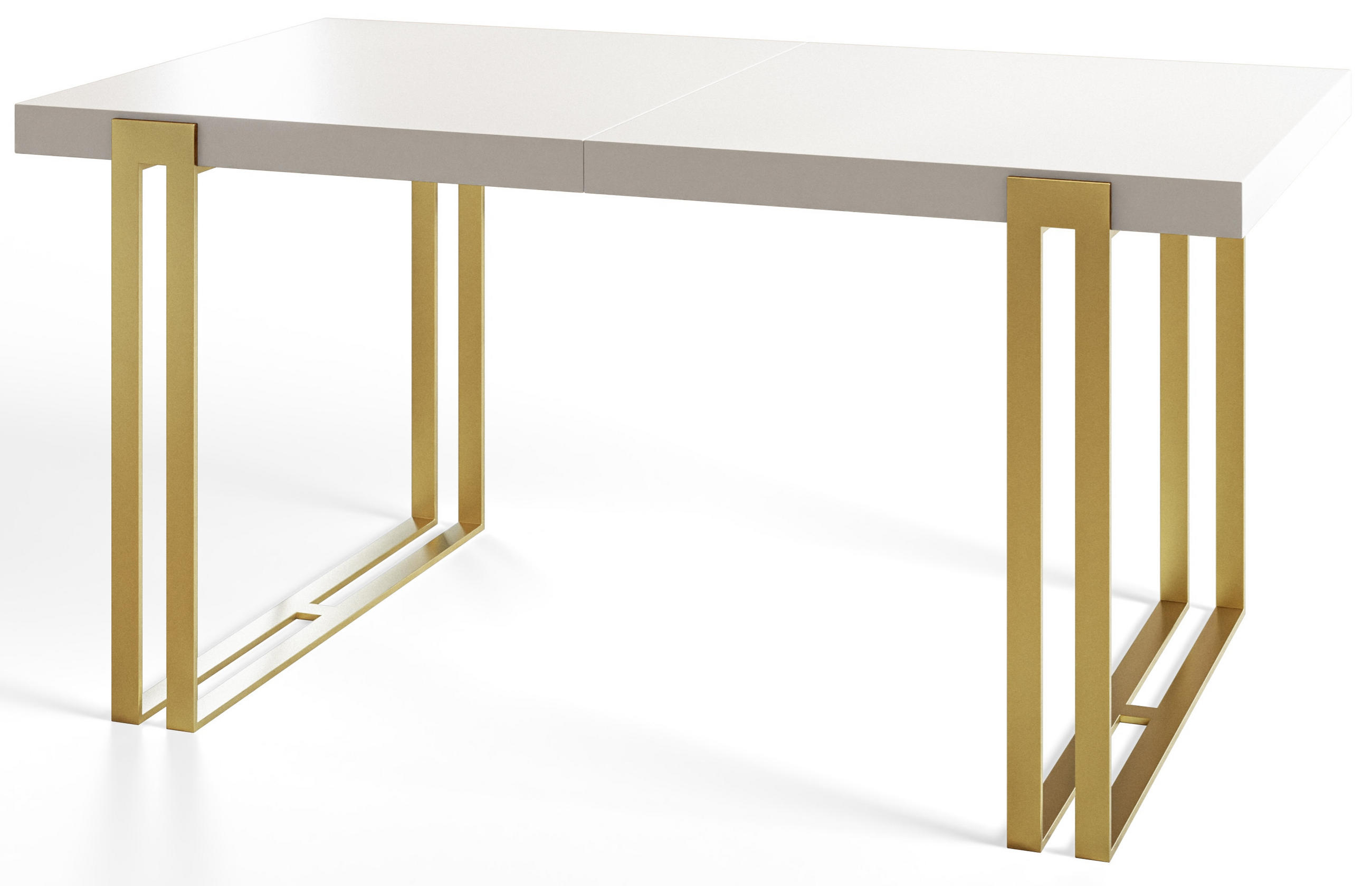 ESSZIMMERTISCH ROSA 200X90X77 cm, Farbe: Weiß, mit Metallbeinen in Farbe Gold - Goldfarben/Weiß, Holzwerkstoff (200/90/77cm) - Alpi-Möbel