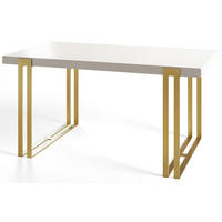 ESSZIMMERTISCH ROSA 200X90X77 cm, Farbe: Weiß, mit Metallbeinen in Farbe Gold - Goldfarben/Weiß, Holzwerkstoff (200/90/77cm) - Alpi-Möbel