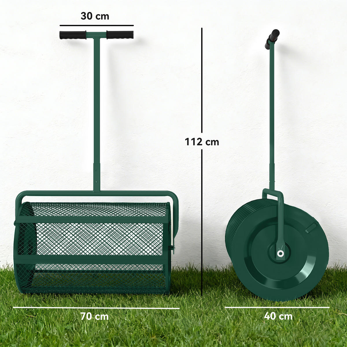 KOMPOSTSTREUER Metall Grün - Grün, Metall (40/112/70cm) - Outsunny