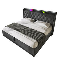POLSTERBETT mit LED-Beleuchtung 140/200 cm mit Bettkasten und USB-C, Grau - Grau, Textil (140/200cm) - BEAOK
