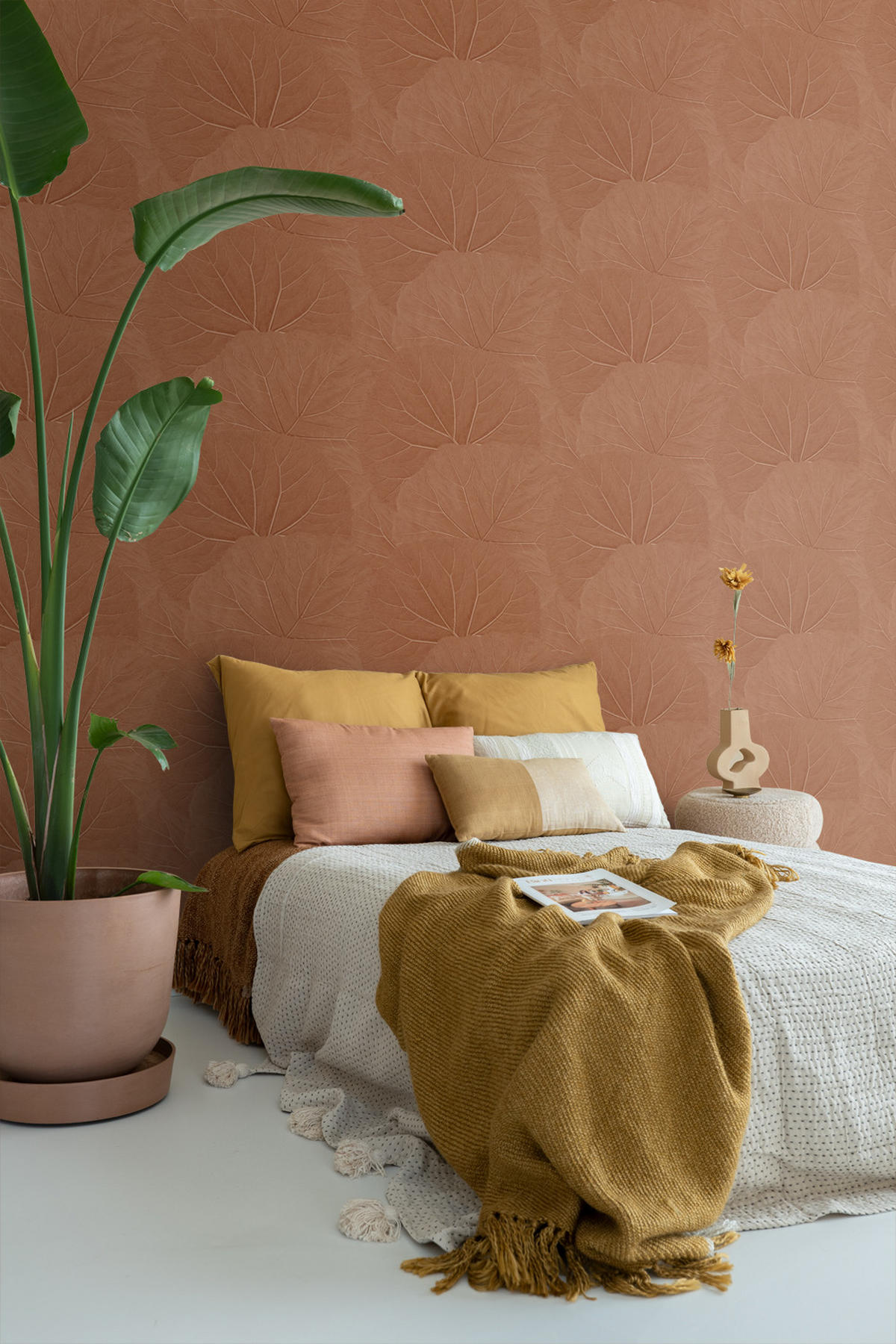 TAPETE Blätter 53 cm x 10.05 m - Terracotta, Papier (53/1000cm) - ESTAhome