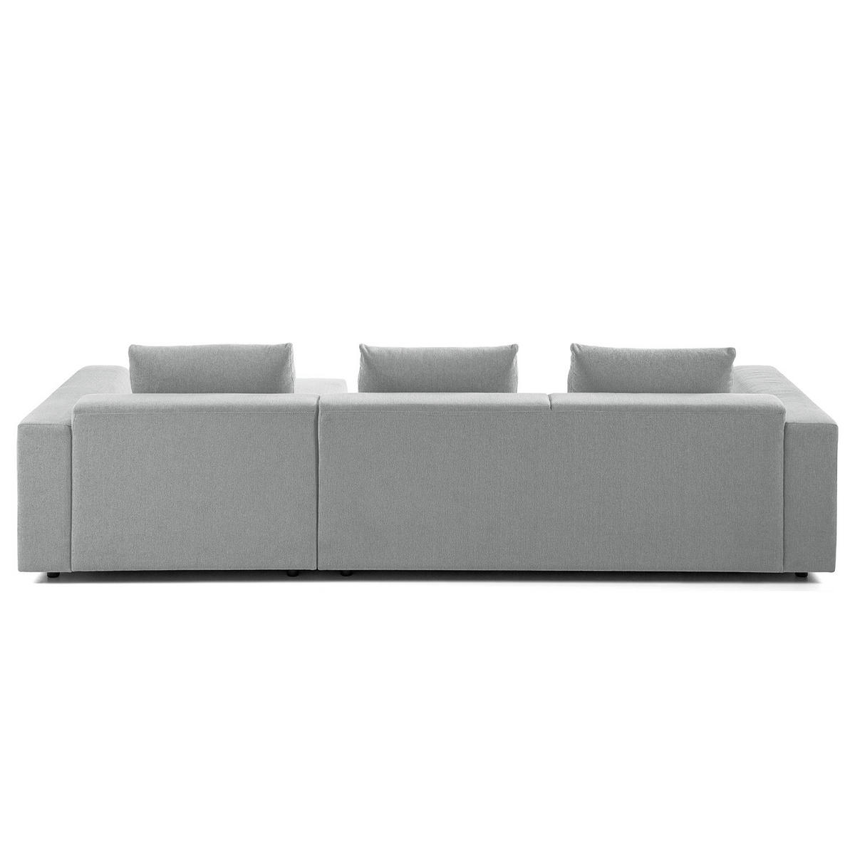 2,5-SITZER ECKSOFA mit Longchair - Webstoff - Hellgrau/Schwarz, Kunststoff/Textil (286/170cm) - home24