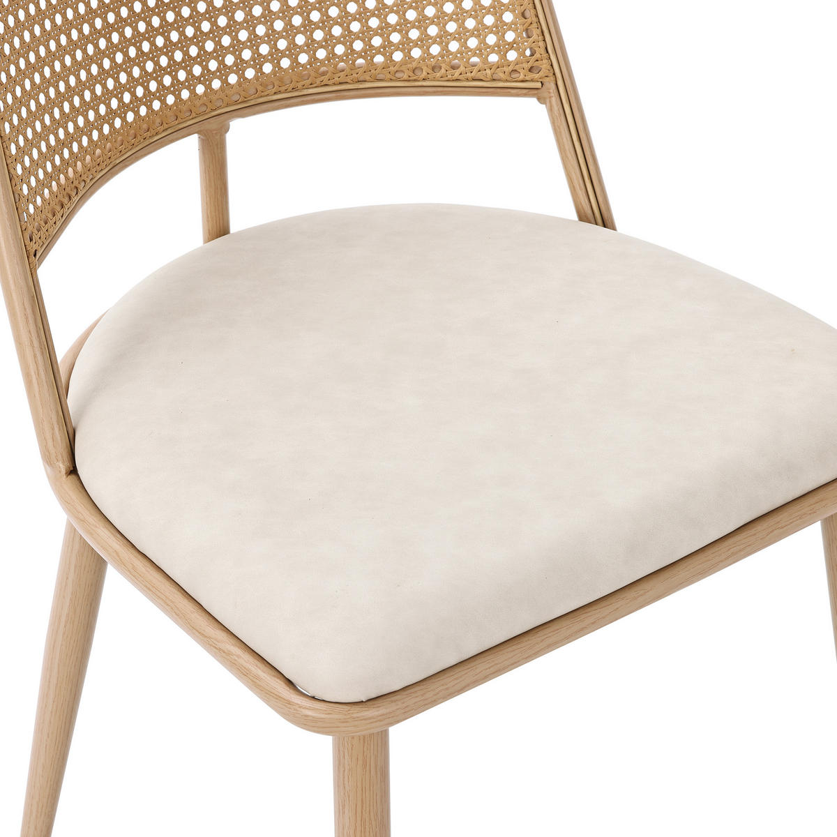 ESSZIMMERSTUHL 6er-Set mit PU-Sitz und Rattan-Rückenlehne Beige - Beige, Holz (46/80/48.1cm) - Meubliv