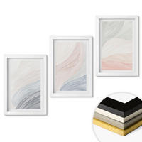 WANDBILDER 3er-Set - 20x30 cm Weißer Rahmen - Abstrakte Wellen, Karton, Pastell - Weiß, Kunststoff (20/30cm) - ArtPrintCave