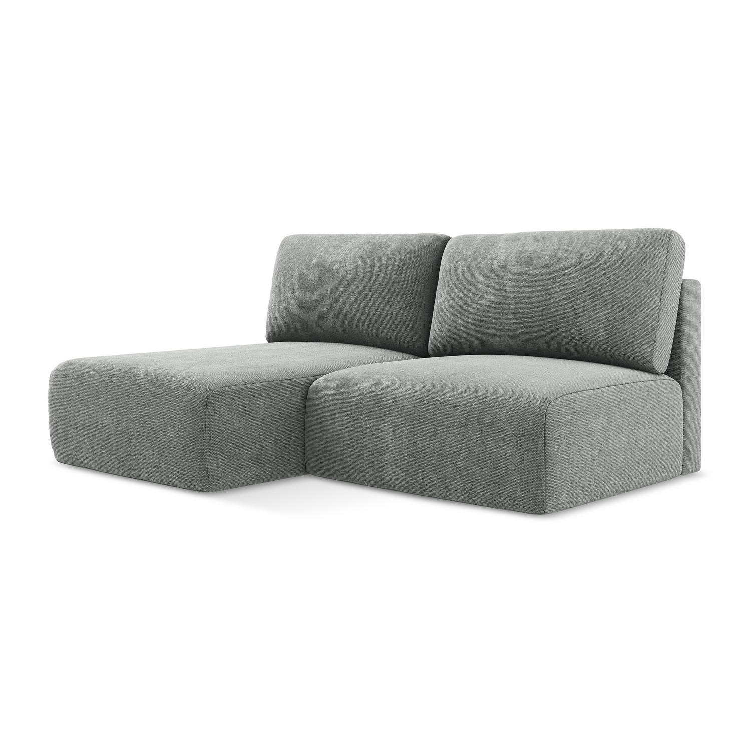 ECKSOFA mit Schlaffunktion links Chenille Stoff Grau - Blau/Schwarz, Kunststoff/Textil (149/210cm) - LaMiaSofa