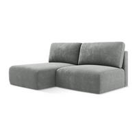 ECKSOFA mit Schlaffunktion links Chenille Stoff Grau - Blau/Schwarz, Kunststoff/Textil (149/210cm) - LaMiaSofa