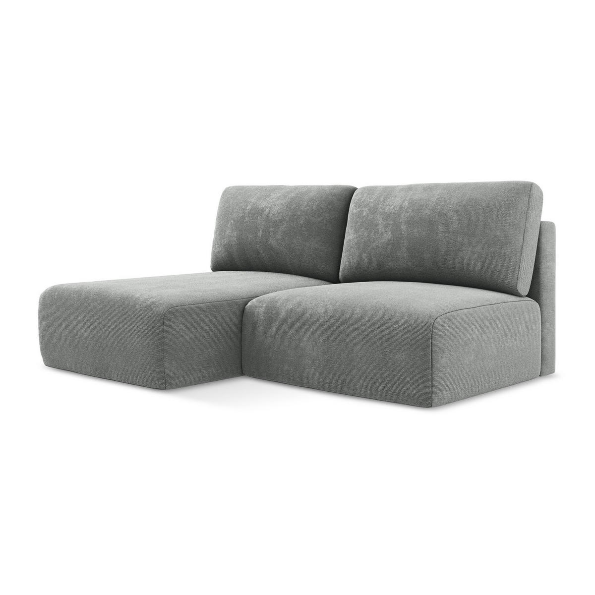 ECKSOFA mit Schlaffunktion links Chenille Stoff Grau - Blau/Schwarz, Kunststoff/Textil (149/210cm) - LaMiaSofa