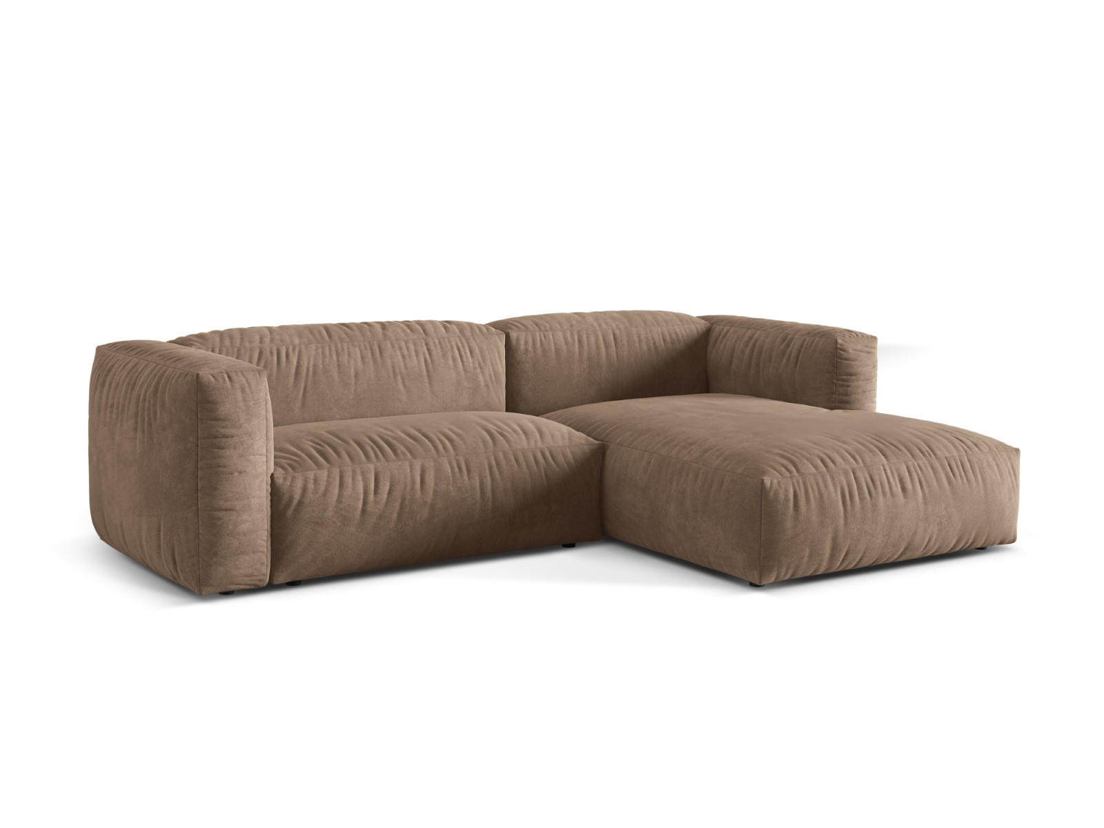 ECKSOFA modular rechts Martina aus Samt dunkelbeige 2 Sitzplätze - Mokka, Textil (176/283cm) - Micadoni