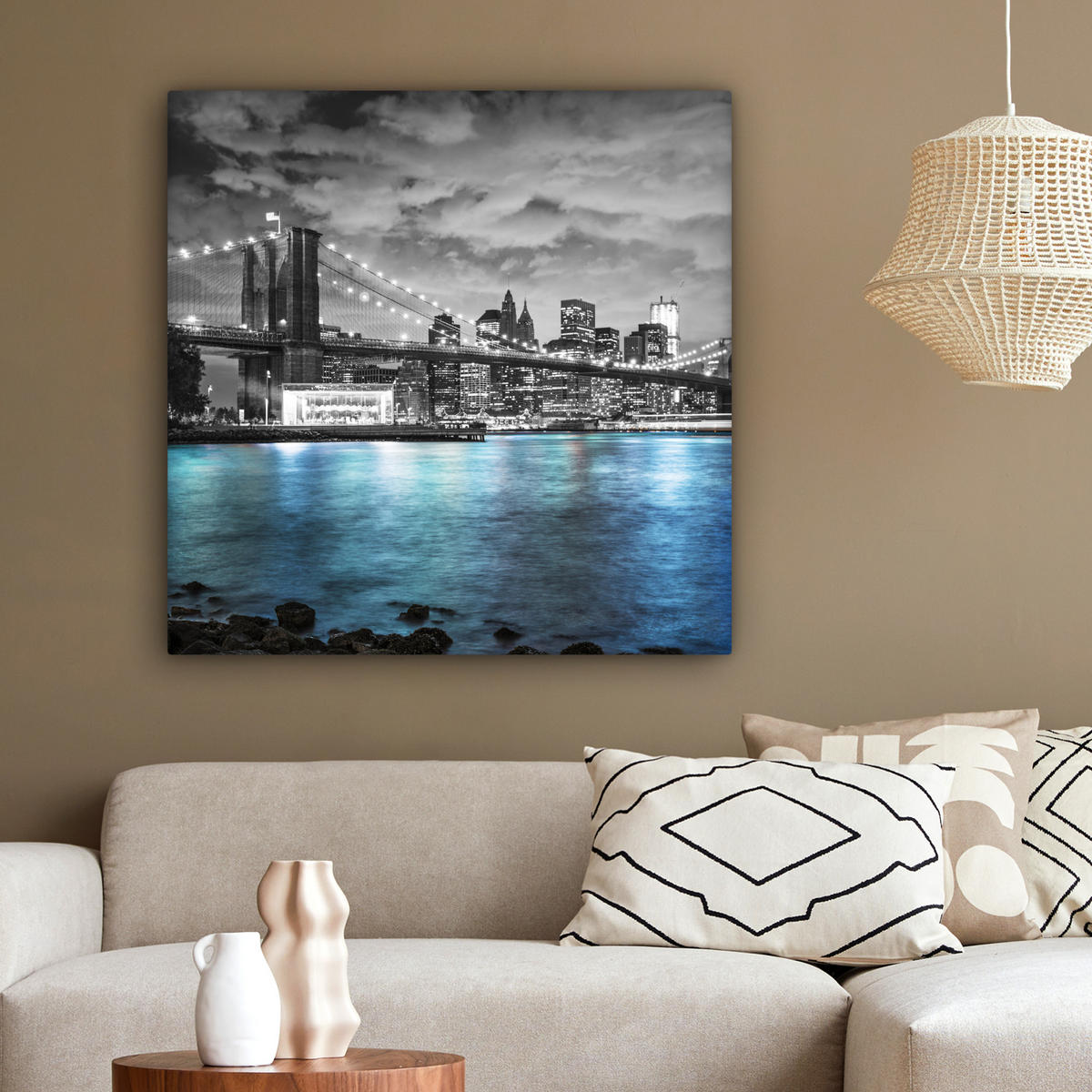 LEINWANDBILD New York - Skyline - Stadt - Blau 90x90 cm - Blaugrau, Textil (90/90cm) - MuchoWow