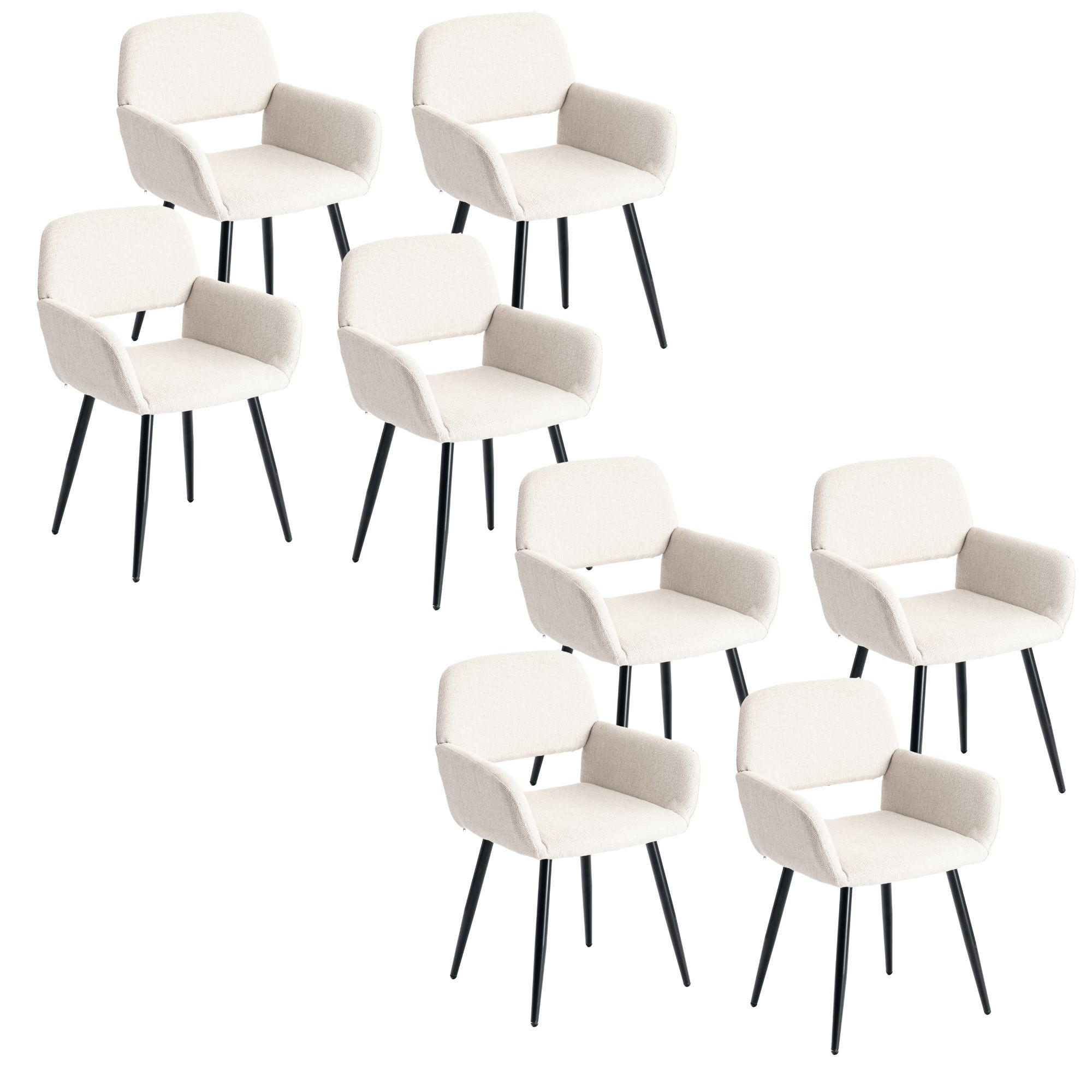 ARMLEHNSTUHL-SET 8 Stück beige - Beige, Holzwerkstoff/Textil (56/77/53cm) - Urban Meuble