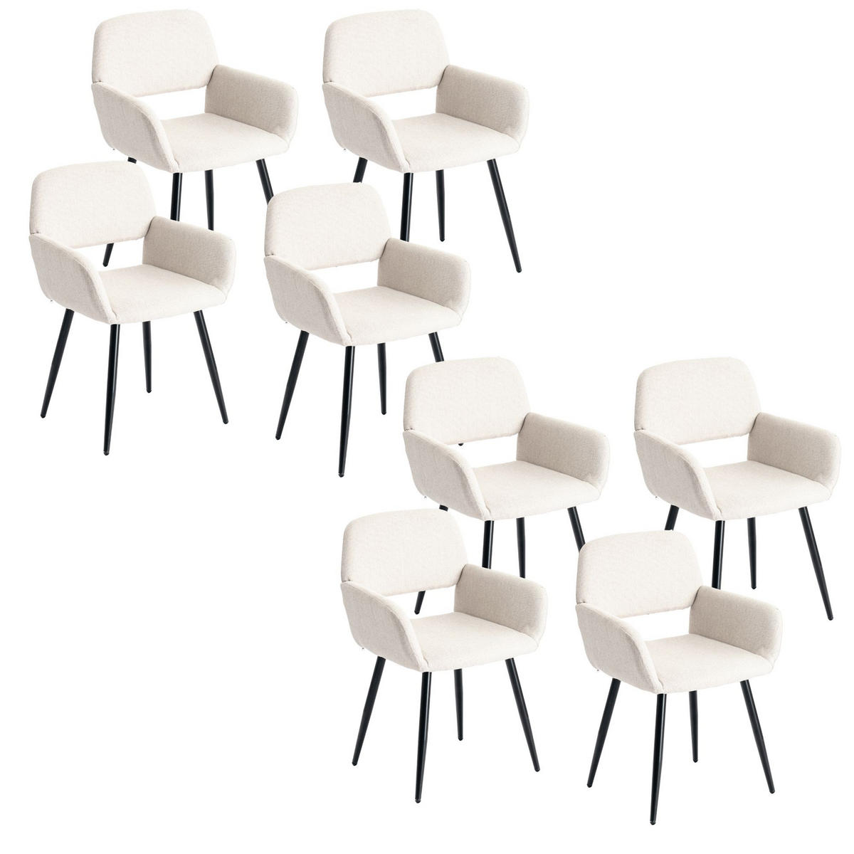 ARMLEHNSTUHL-SET 8 Stück beige - Beige, Holzwerkstoff/Textil (56/76.5/53cm) - Urban Meuble