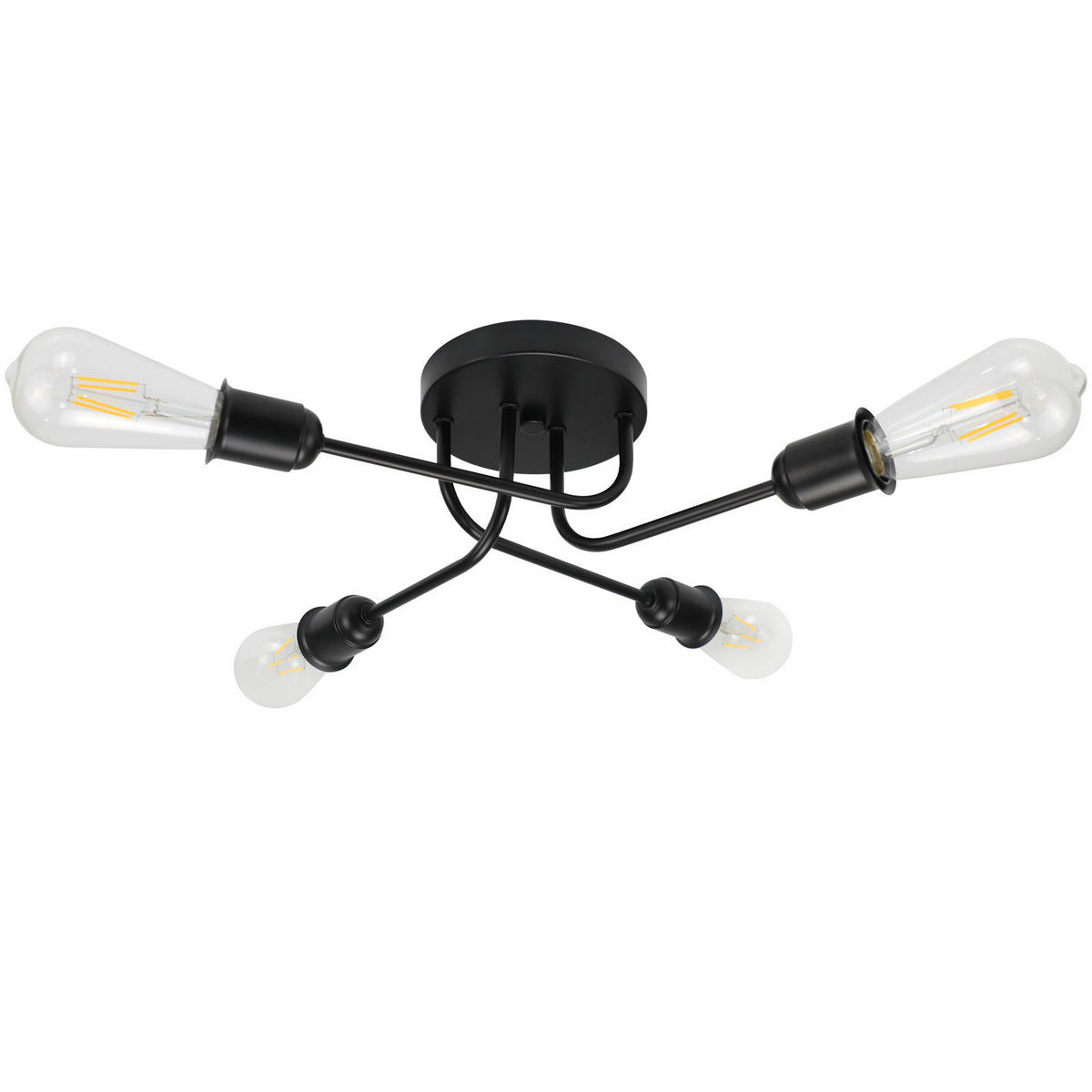 DECKENLEUCHTE Kaspar 4-flammig 48/46/15 cm - Schwarz, Metall (48/46/15cm) - Nettlife