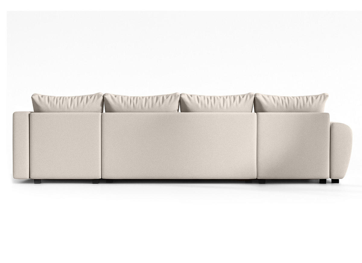 WOHNLANDSCHAFT Malatya U Form MAX Beige 311/145/82 cm mit Schlaffunktion - Beige/Schwarz, Kunststoff/Textil (208/82/303cm) - AX Living
