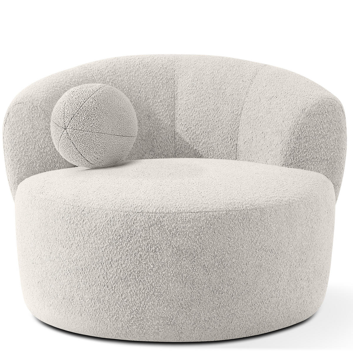 DREHSESSEL VIRA, Weiß, Bouclé - Schwarz/Weiß, Holz/Holzwerkstoff (105/76/100cm) - KONSIMO®