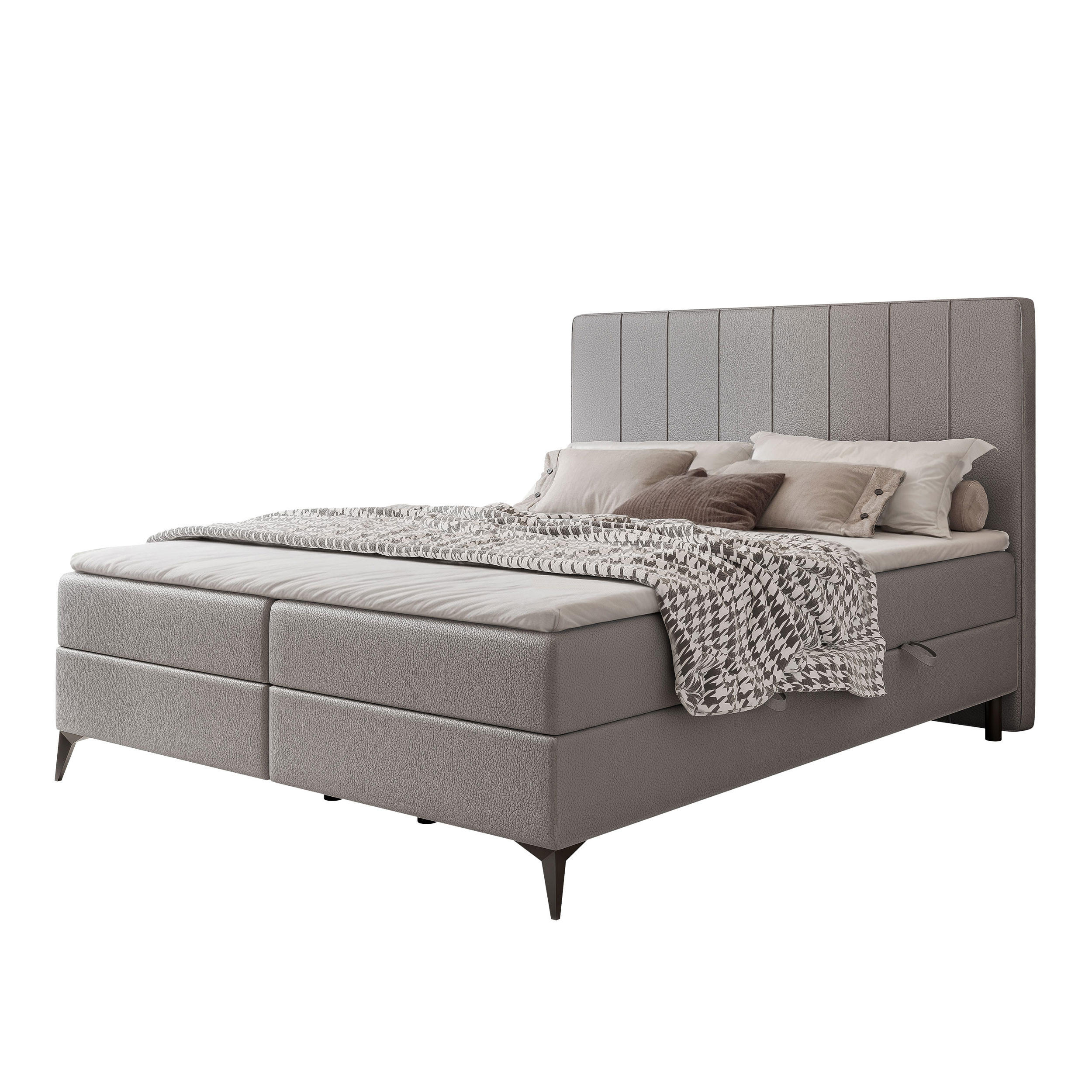 BOXBETT VERA 120x200 cm mit Matratze und Topper, Strapazierfähiges Kunstleder Grau - Grau, Kunststoff/Textil (120/200cm) - Idohome